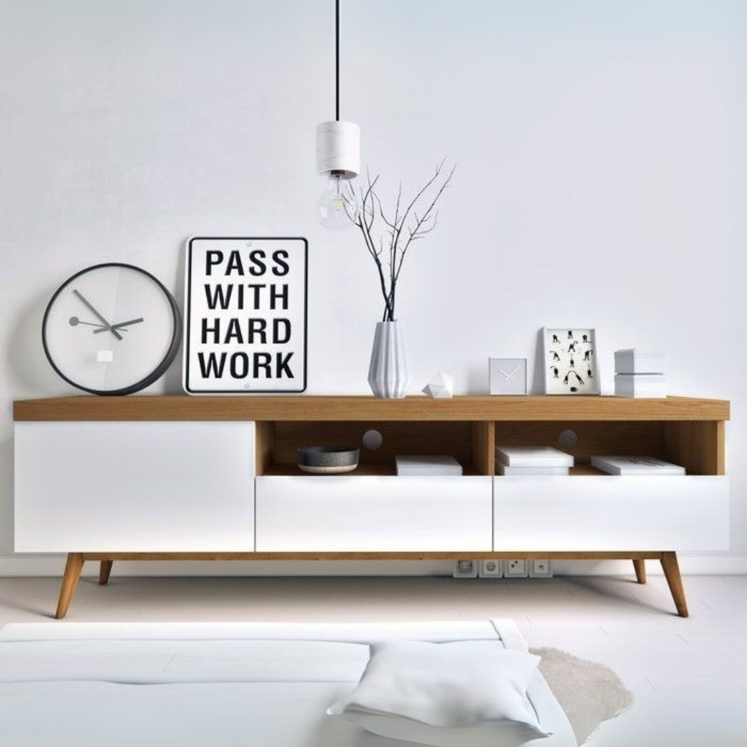 Tv Unit | White & wooden| 160 x 40 x 40 | Tv9