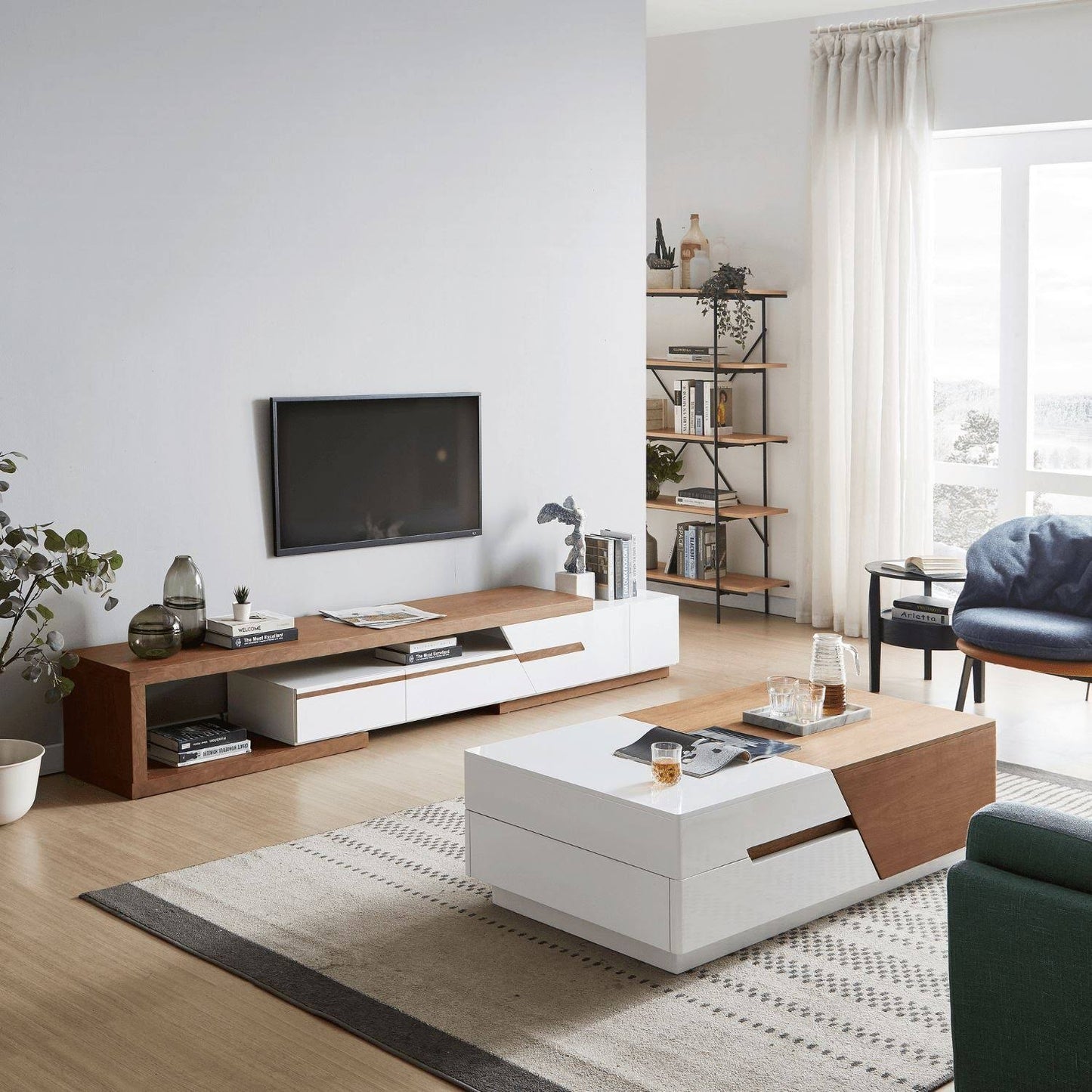 Living Room Set | White & Wooden | SET33