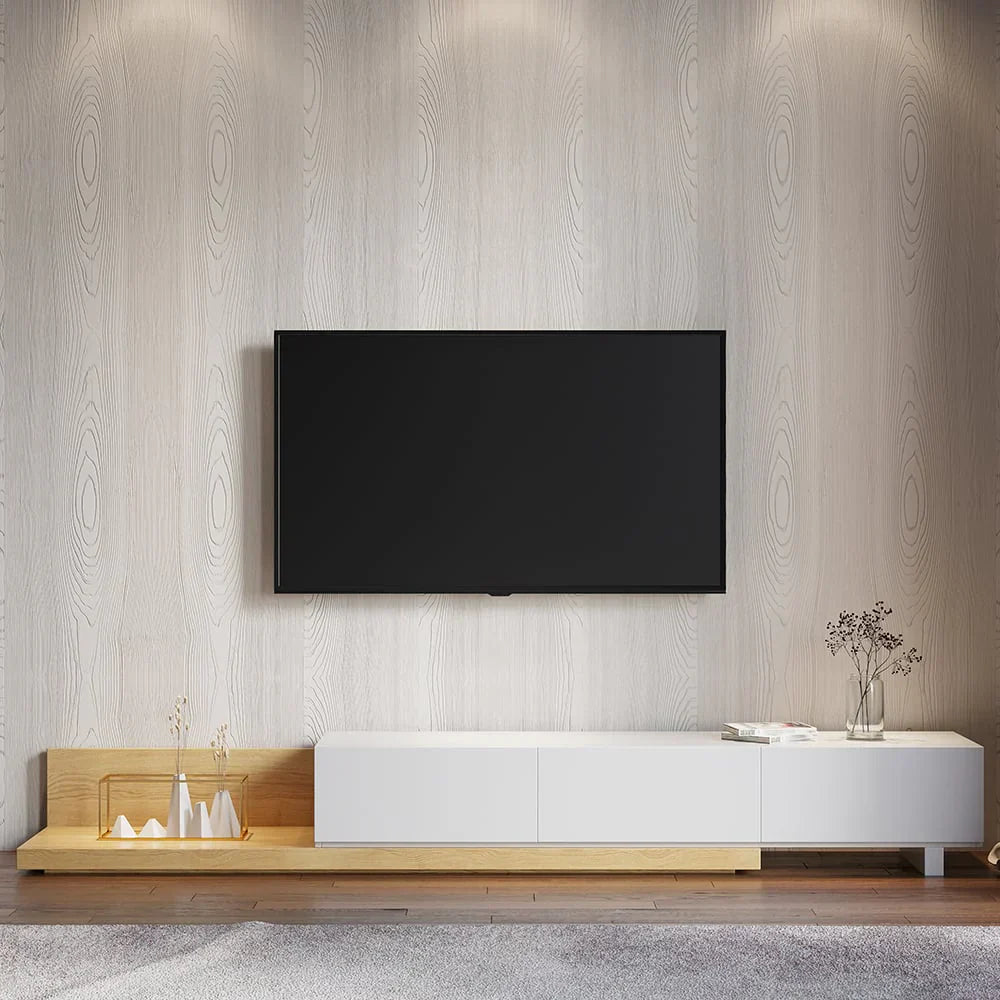 Tv Unit | White & Wooden | 240 x 40 x 40 | TV103