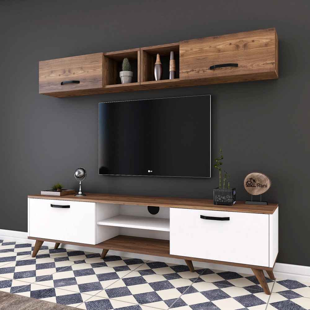 Tv Unit | White & wooden| 160 x 40 x 40 | Tv63