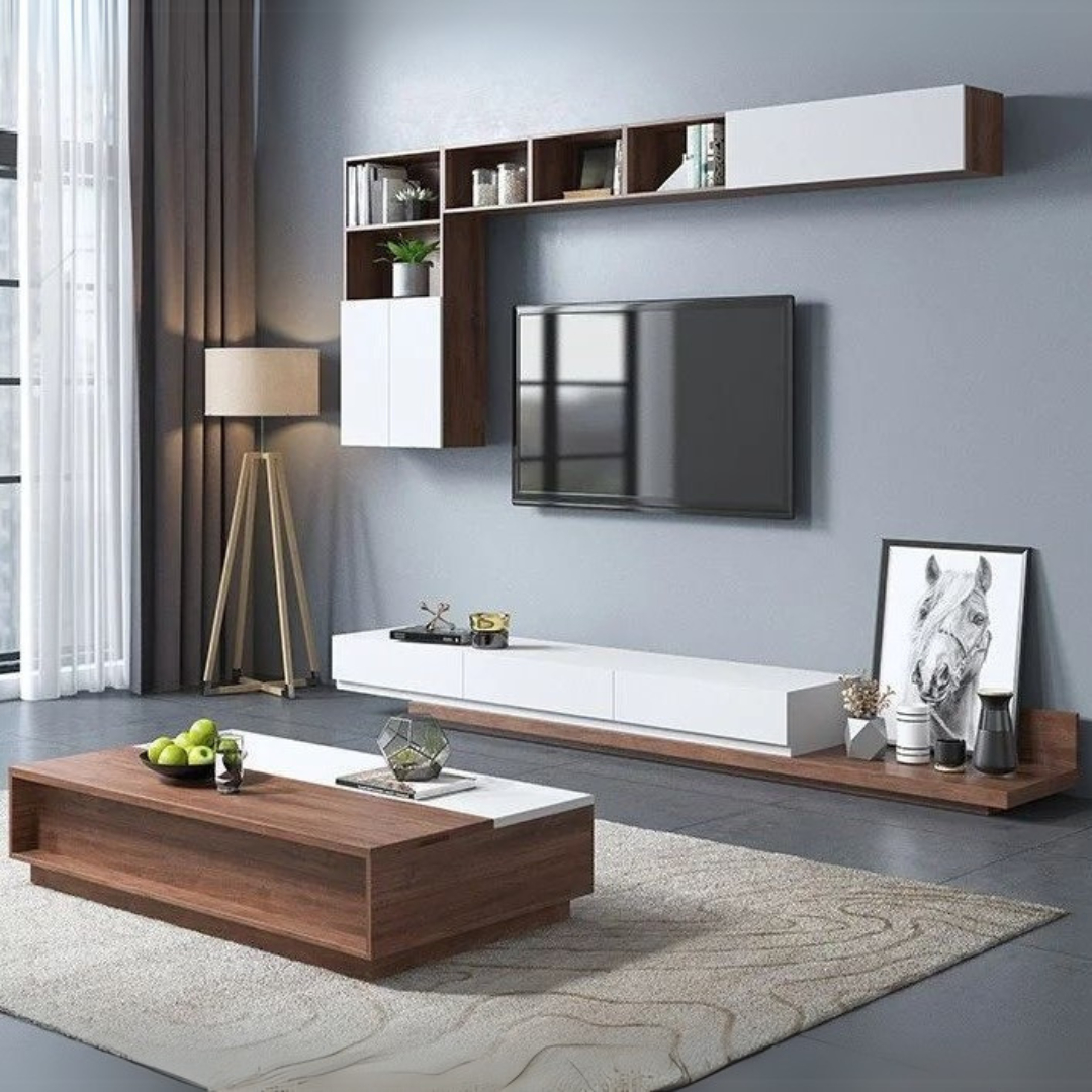 Living Room Set | White & Wooden | SET18