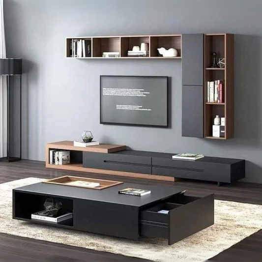 Living Room Set | Black & Wooden | SET19