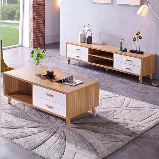 Living Room Set | White & Wooden | SET7
