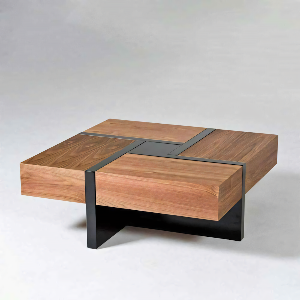 Table Unit | Black & Wooden | 80 x 80 x 40 | TA44
