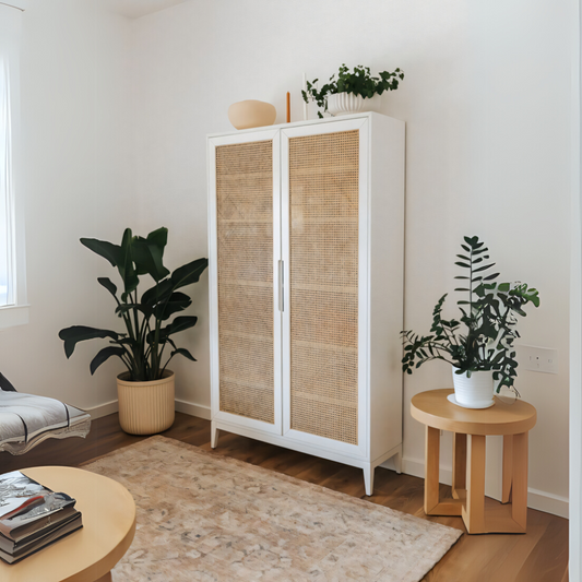 Wardrobe | Wooden & White | 100 x 50 x 200 | WD48