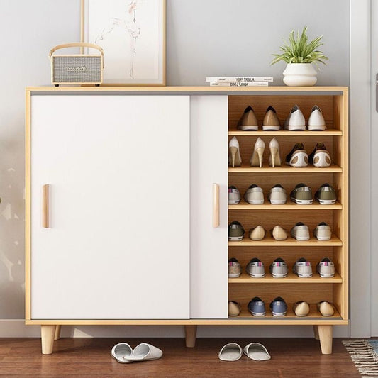 Shoe Closet | White & Wooden | 120 x 40 x 100 | SU73